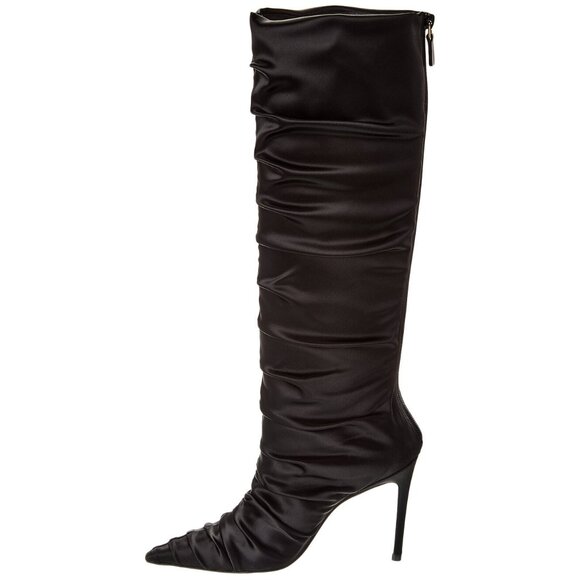 NEW Stuart WEITZMAN Strt Ruched 100 Satin Knee-High Boot in black Size 6 - Picture 2 of 12